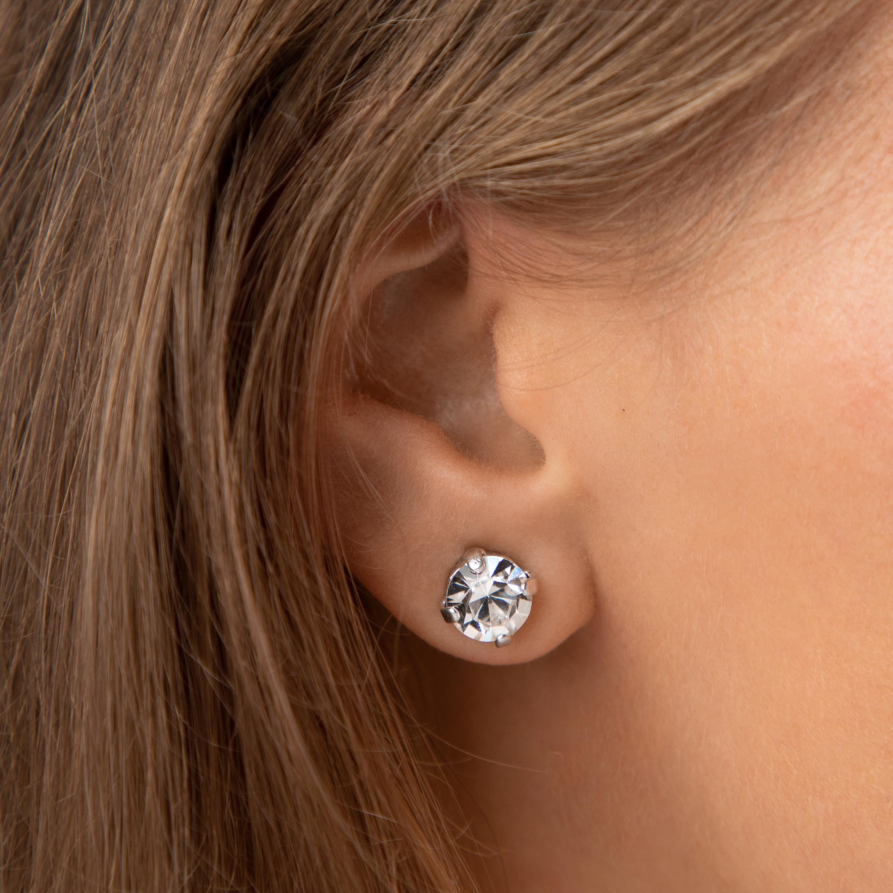 Silver Swarovski Crystal Stud Earrings