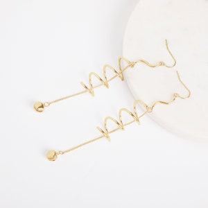 Spiral Drop Earrings | Corkscrew Jewelry | Minimalist Earrings | Snake Earrings | Gold Twist Earrings | Long Earrings