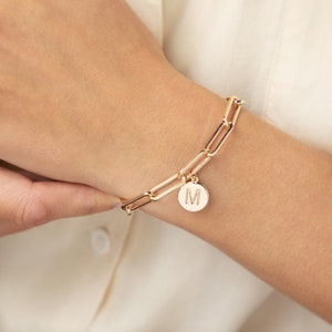 Gold Initial Disc Bracelet | Custom Bracelet | Gift For Mom | Charm Bracelet | Personalized Bracelet | Custom Initial Bracelet