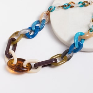 Large Matte Link Necklace Acrylic Resin Link Chain Rainbow Necklace Statement Acrylic Necklace Chunky Necklace image 2