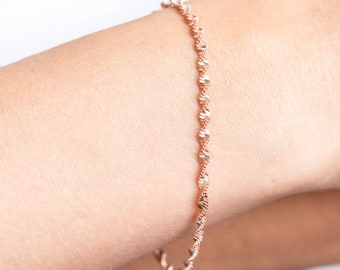 Rose Gold Bracelet | Gift For Her | Minimalist Bracelet | Twisted Chain Bracelet | Weave Design Bracelet