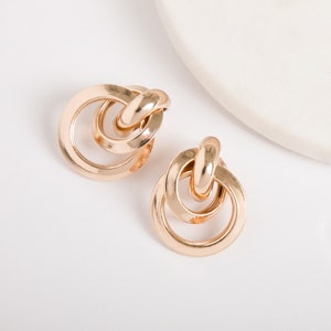 Gold Knot Earrings, Twisted Knot Hoop Earrings, Gold Tie the Knot Earrings, Love Knot Stud, and Elegant Gift for Her