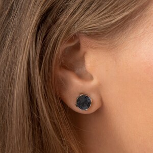 Jet Schwarz Und Silber Swarovski Kristall Ohrstecker - 8 mm Einzel Kristall Ohrstecker - Jeden Tag Ohrringe - Perfektes Geschenk für Sie