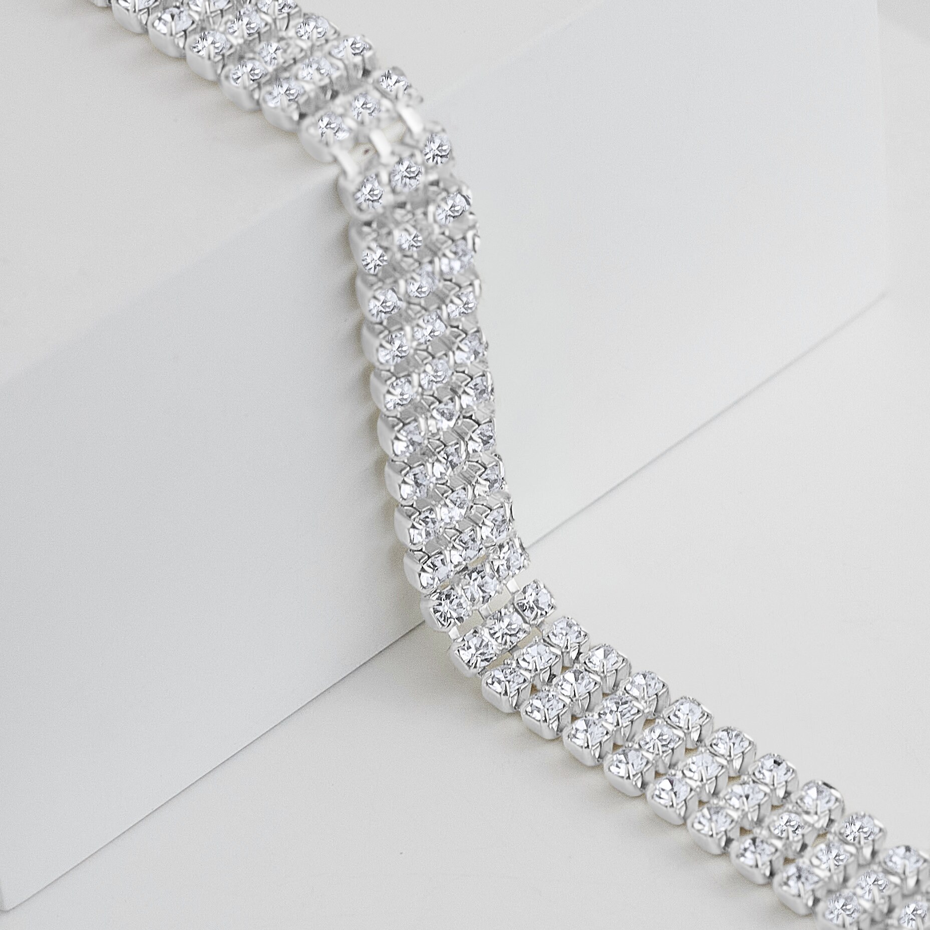 スワロフスキークリスタルチョーカーネックレス - スターリング 