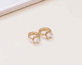 Crystal Drop Gold Earrings, Tiny Crystal Fashion Hoop Earrings for Women, Drop Huggie Statement Earrings