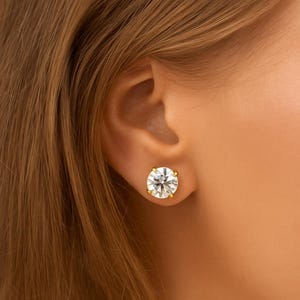 Gouden Swarovski-kristallen oorknopjes - elegante enkele steen van 8 mm