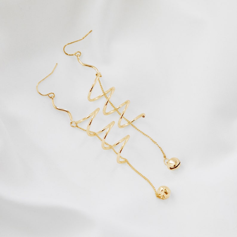 Spiral Drop Earrings Corkscrew Jewelry Minimalist Earrings Snake Earrings Gold Twist Earrings Long Earrings image 2