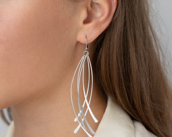 Silver Drop Earrings Silver Dangle Earrings Long Tassel Earrings Fringe Tassel Earrings Silver Tassel Earrings Bride Long Drop Earrings