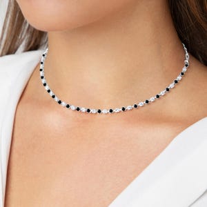 Single Row Black And Crystal Choker | Jewelry For Women | Birthday Gift | Crystal Choker Necklace | Crystal Necklace | Wedding Necklace