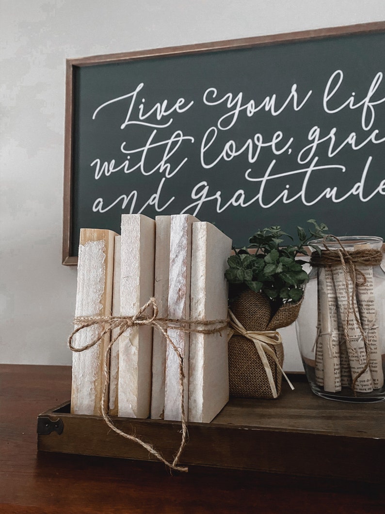 Farmhouse Stacked Books Book Decor Farmhouse Decor Book Etsy