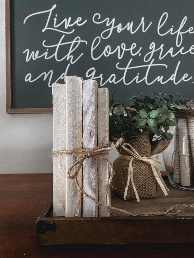 Farmhouse Stacked Books Book Decor Farmhouse Decor Book Etsy