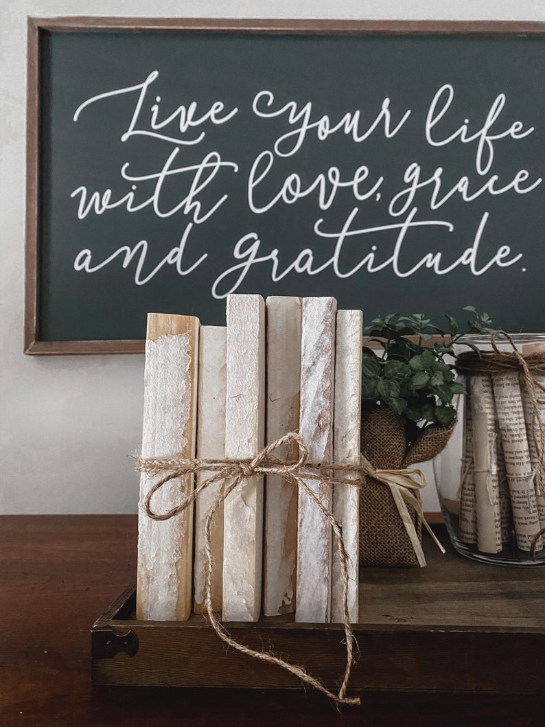 Farmhouse Stacked Books Book Decor Farmhouse Decor Book Etsy