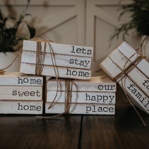 Set of 3 Books | Stamped Book Decor | Farmhouse Decor | Farmhouse Books |  Book Stack | Gift Idea | Family Book Stacks | Wedding Gift