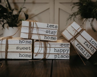 Set of 3 Books | Stamped Book Decor | Farmhouse Decor | Farmhouse Books |  Book Stack | Gift Idea | Family Book Stacks | Wedding Gift