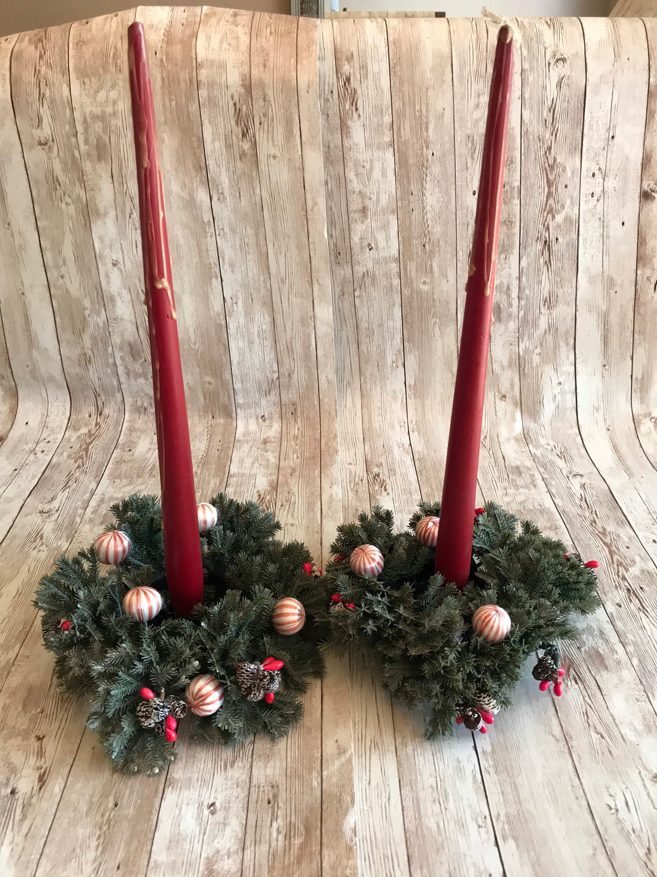 Vintage Candle Rings Christmas Wreath Etsy