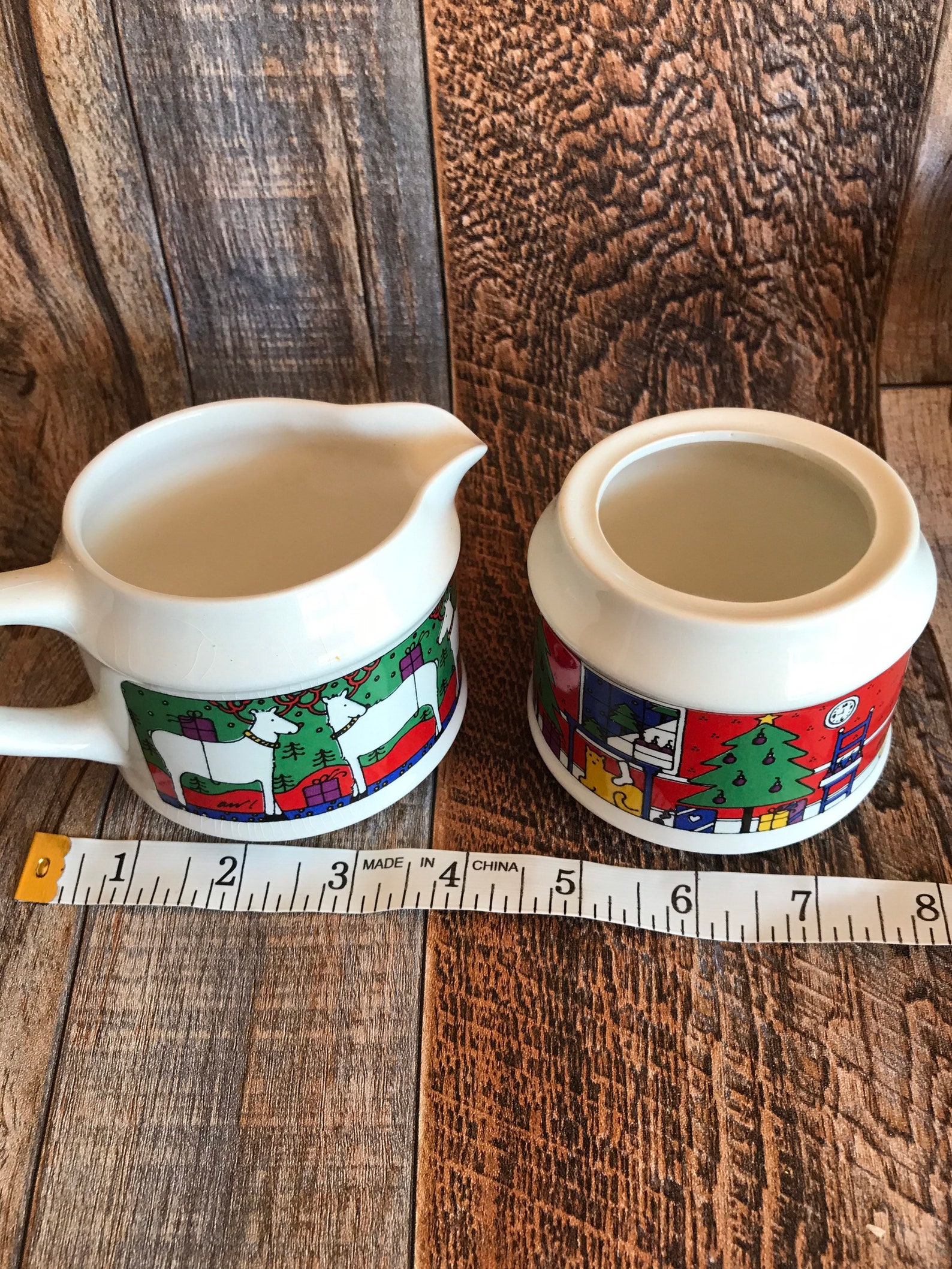 Vintage Christmas Creamer & Sugar set | Etsy