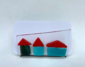 Business Card Holder, one of a kind creation, Clear Glass Card Holder for business cards. Gift for contractors, architects, realtors.