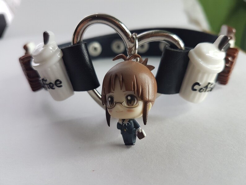 coffee anime girl choker milk sweet waffle cute chocolate KAWAII anime chibi figure collar heart black HARAJUKU style
