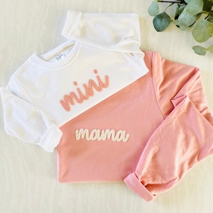 MATCHING MAMA & MINI Sweatshirts, Felt Embroidered Mama Sweater, Mother Daughter Son Shirts, Gift for Mom, Matching Mommy and Me Outfit