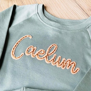 KID'S NAME SWEATER - Custom Hand Embroidered Felt Name Sweatshirt - Baby and Toddler Personalized Shirt - Custom Child Name Clothing