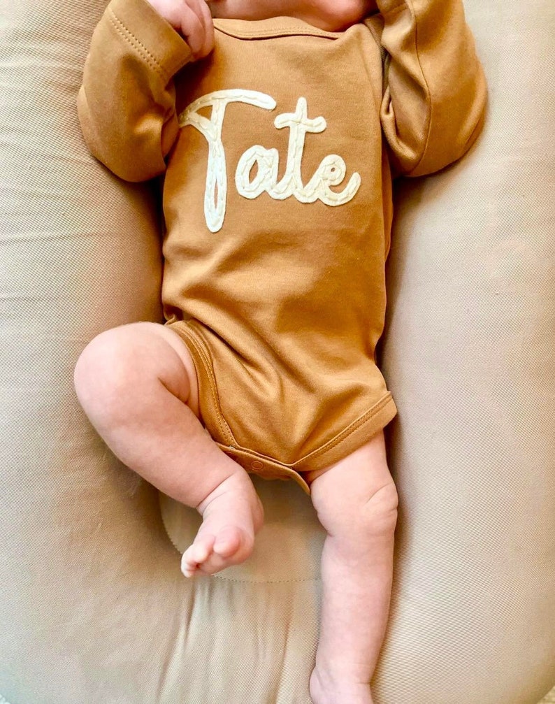 PERSONALIZED BABY OUTFIT Custom Baby Bodysuit Baby Name Custom Baby Name Bodysuit Personalized Baby Top Coming Home Outfit image 2