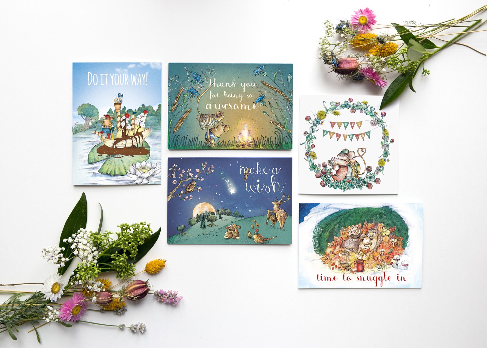 Greeting cards Pack english 5 cards Etsy