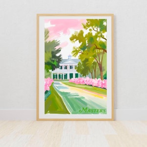 Masters golf tournament preppy watercolor print