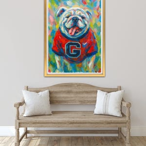 Preppy UGA Bulldog Watercolor Print • University of Georgia
