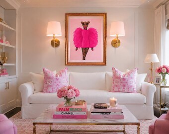 Watercolor Abstract Mirrored Pillow, Pink Preppy Square Cushion, Decorative Throw Pillow, Home Accent, Living Room Decor, Couch Pillow