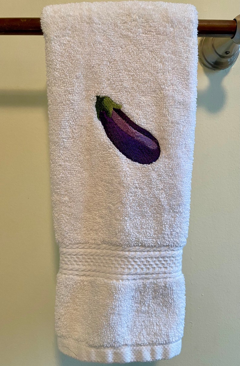 Eggplant and Peach Hand Towels set of 2 Etsy