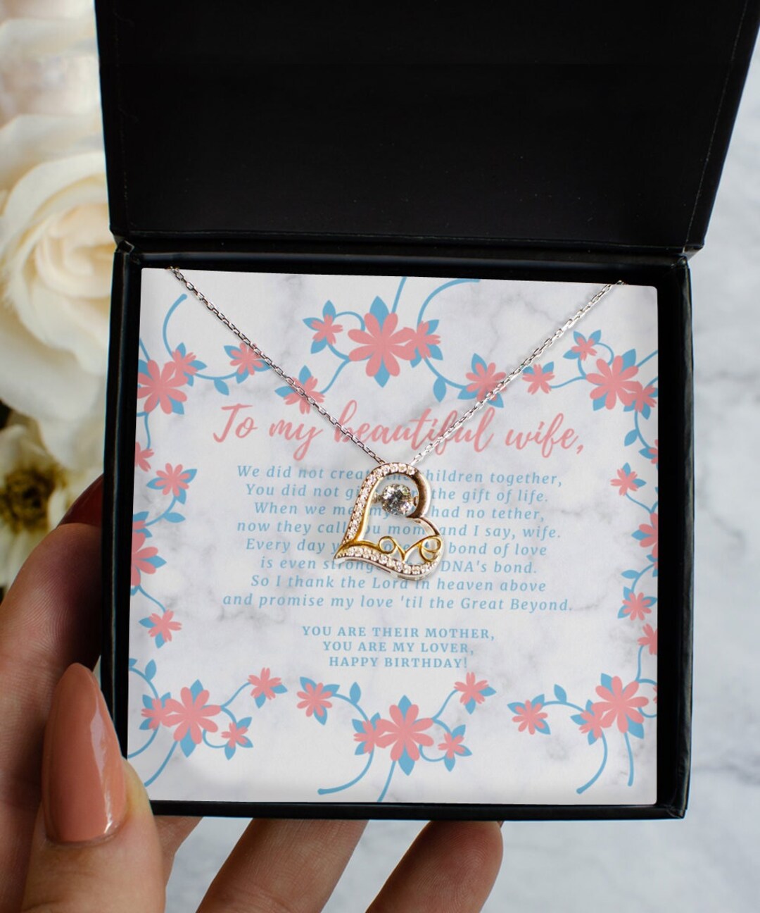 ボーナスママの誕生日ネックレス -  彼女のためのネックレス、夫からのハートまたはクロスネックレス、夫から妻への贈り物、カスタムギフトラッピングもご利用いただけます - Etsy 日本