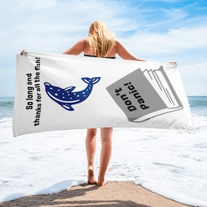 Hitchhikers mostly harmless galaxy novel towel - May 25th guide cup of tea sci-fi geek best friend gift, don&#39;t panic towel day gift
