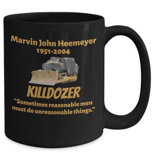 Libertarian mug- Marvin Heemeyer and Killdozer coffee cup, June 4, 2004, Colorado, Killdozer mug, antigovernment gift