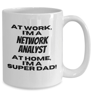 Network analyst mug- future IT network operation coffee cup, network analyst promotion gift, Information Technology bonus dad gift