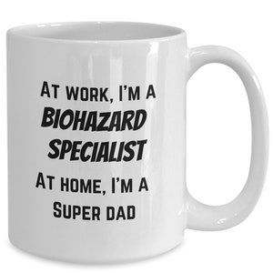 Biohazard specialist papa mug- biohazard specialist dad coffee cup, biohazard cleanup dad gifts, biohazard remediation technician father mug
