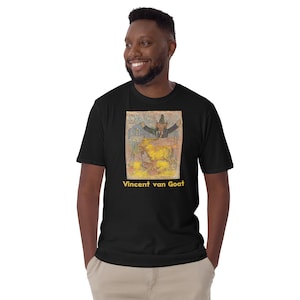 Vincent van Gogh does goats Short-Sleeve T-Shirt- Vincent Van Goat funny art for goat mom, goat dad, art lover tee, goat art