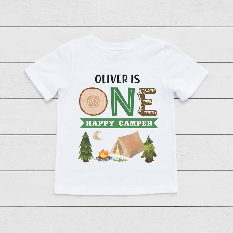 Camping 1st Birthday Party Shirt One Happy Camper Boy First Etsy
