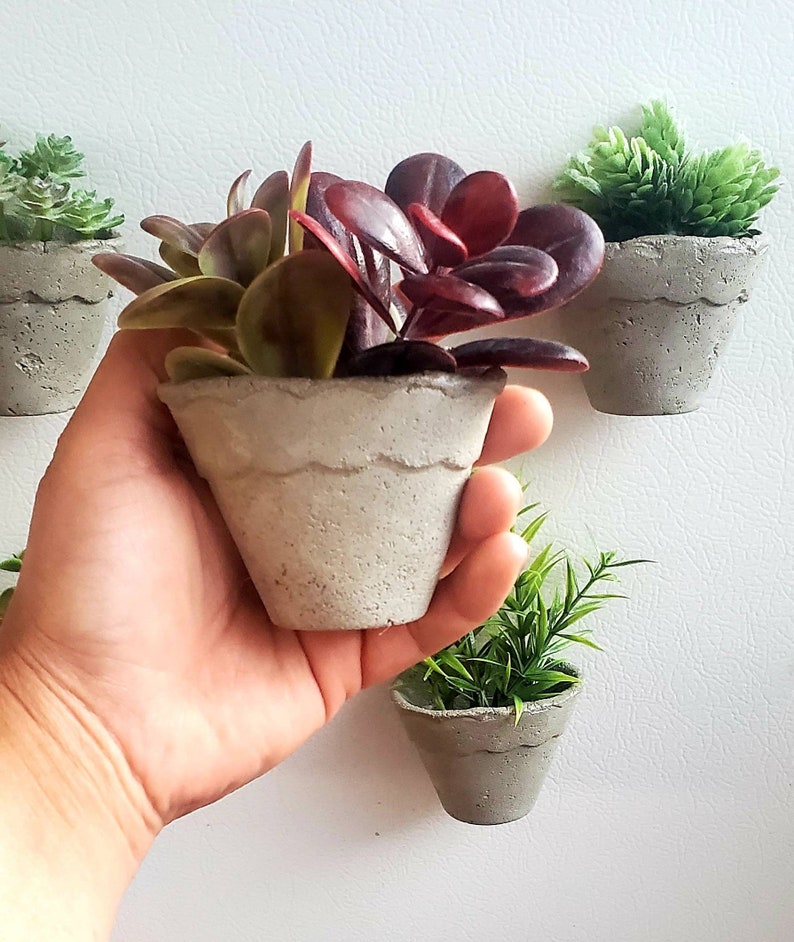 Mini Concrete Planters Fridge Etsy