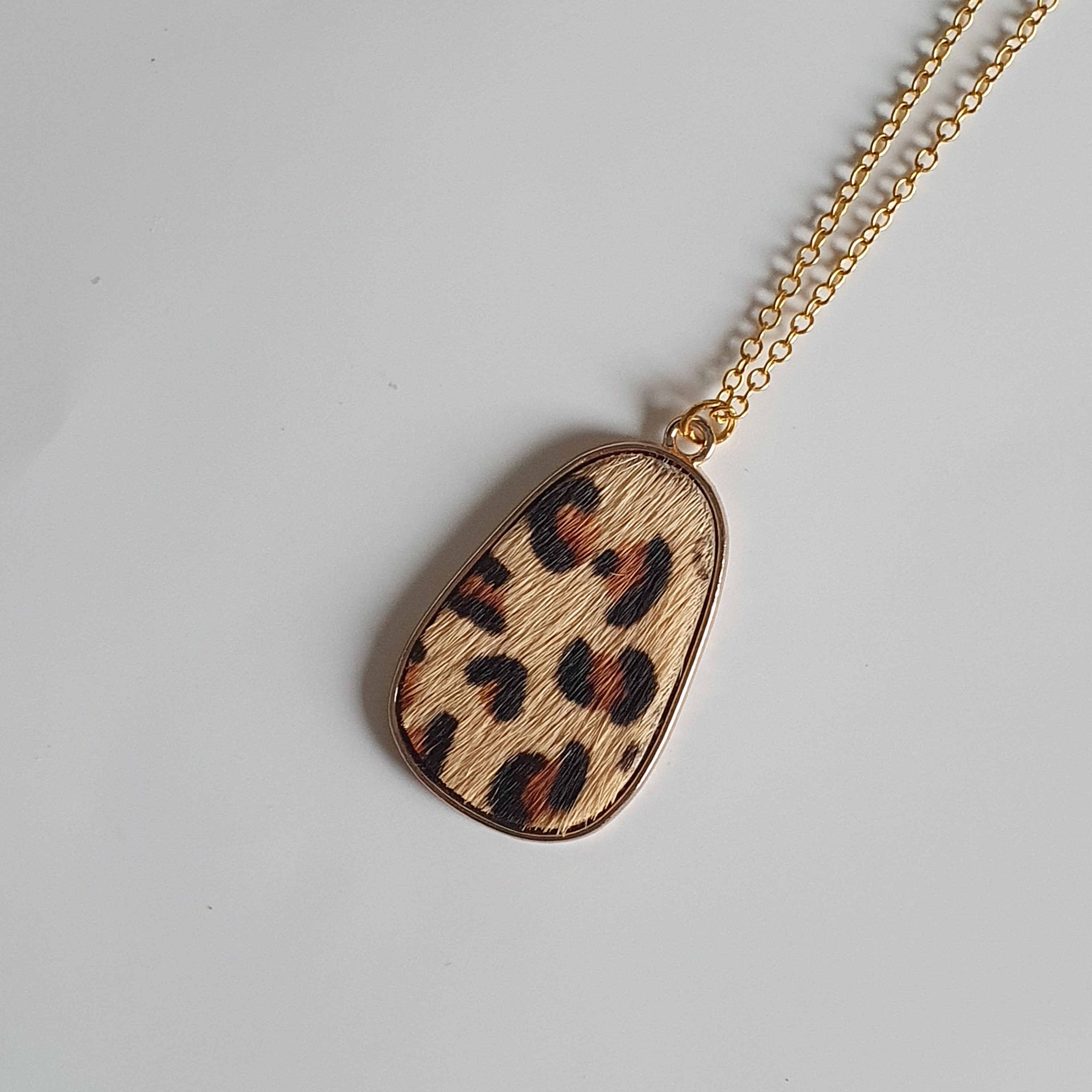 Leopard Print Necklace, Zebra Print Necklace, Animal Print Pendant
