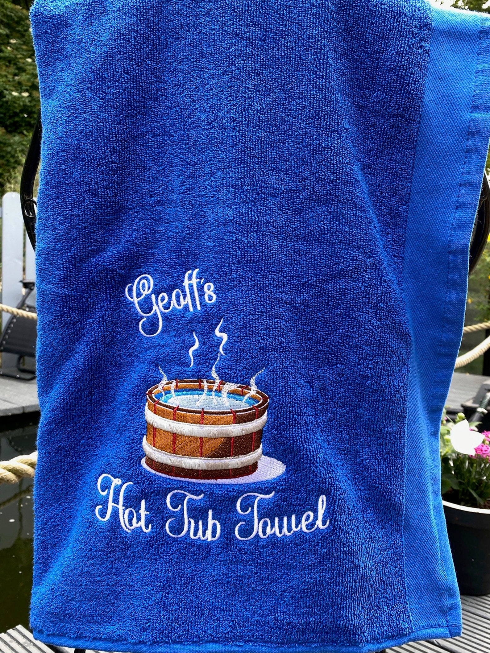 Personalised Hot Tub Towel Embroidered Hot Tub Design Custom Etsy