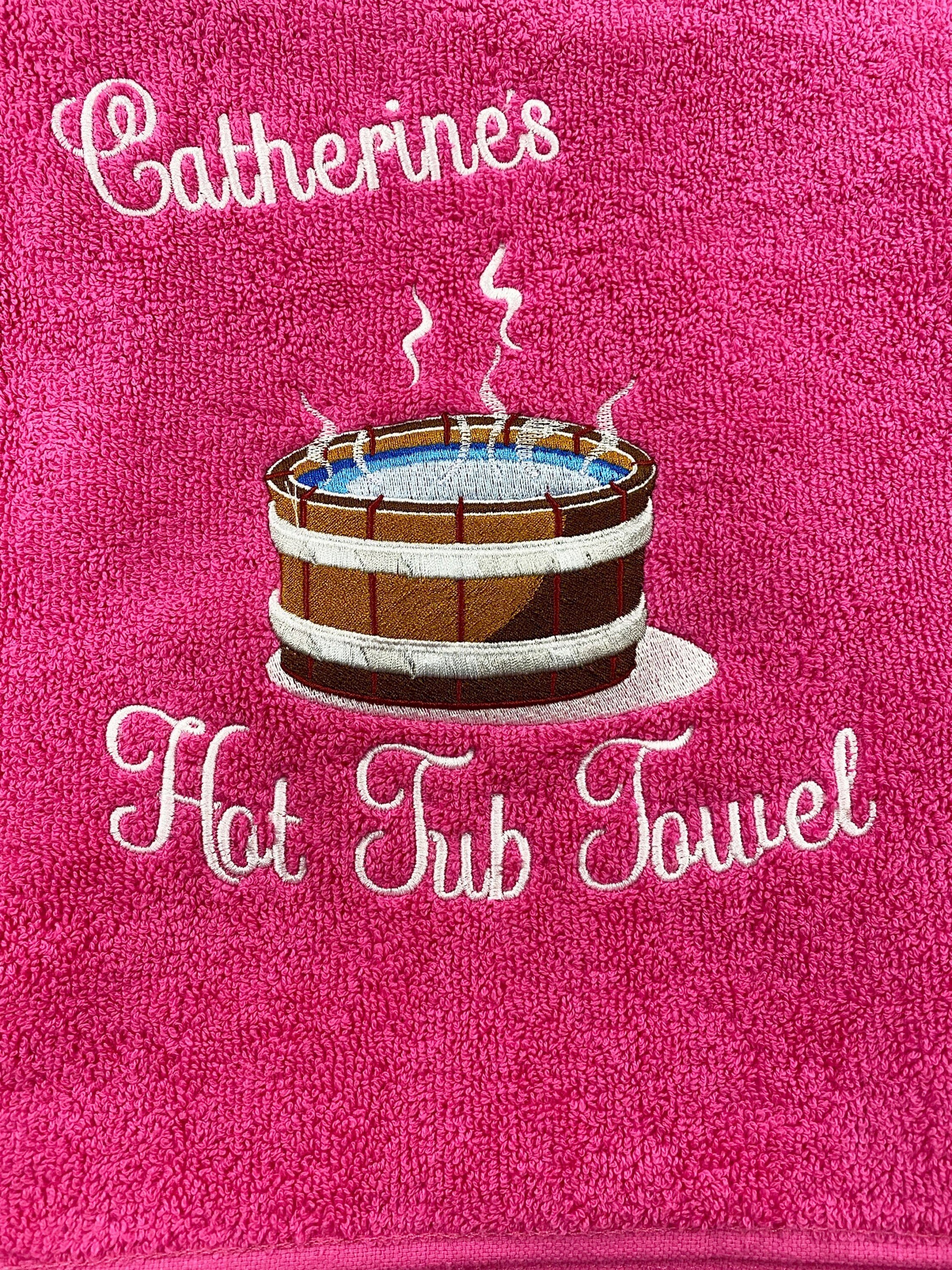 Personalised Hot Tub Towel Embroidered Hot Tub Design Custom Etsy