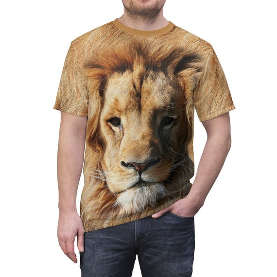 Mens Graphic Tee Lion Tshirt Big Cat Lover Lion Print Tee | Etsy