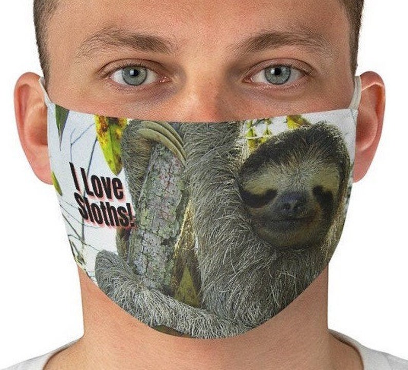 Sloth Face Mask Sloth Gifts Sloth Print Sloth Face Mask Etsy
