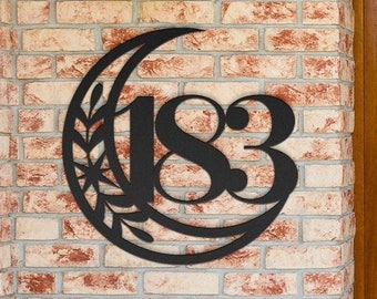 HOUSE NUMBER Sign, MOON House Number, Witchy Decor, Custom Street Number Sign, Moon House Number, Home Number Sign