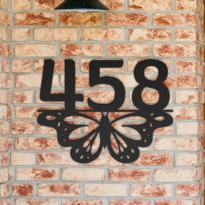 HOUSE NUMBER Sign, BUTTERFLY Street Number, Custom Metal House Sign, Address Plaque, Home Number Sign