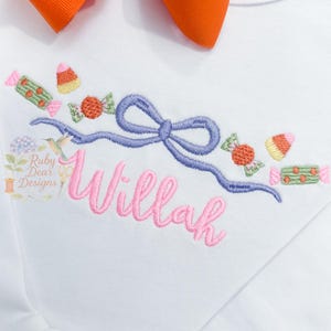 Halloween Candy Bow Satin and Fill Stitch Machine Embroidery Design