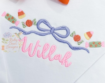 Halloween Candy Bow Satin and Fill Stitch Machine Embroidery Design