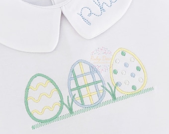Easter Egg Boy Row Satin Stitch Machine Embroidery Design