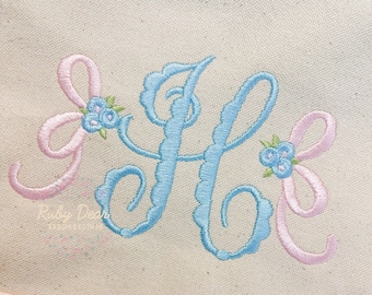 Side Bow Floral Machine Embroidery Design