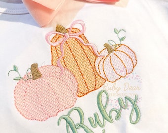 Pumpkins Girly Sketch Stitch Machine Embroidery Design